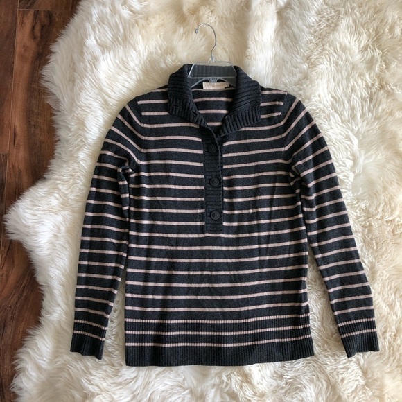 Tory Burch Stripe Wool Cashmere Button Sweater XS - Picture 1 of 9